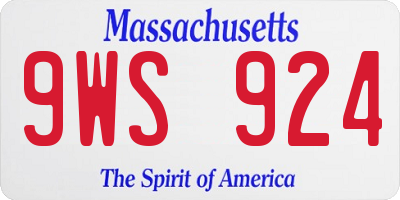 MA license plate 9WS924