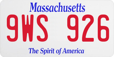 MA license plate 9WS926