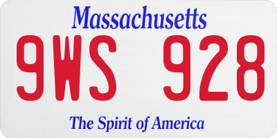 MA license plate 9WS928