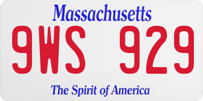 MA license plate 9WS929