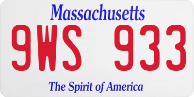 MA license plate 9WS933