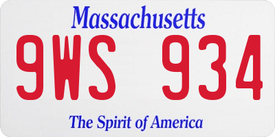 MA license plate 9WS934