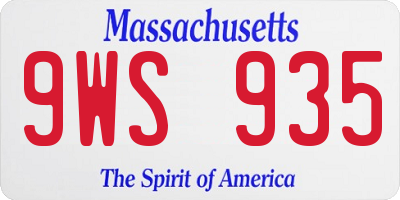 MA license plate 9WS935