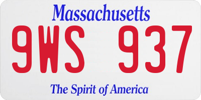 MA license plate 9WS937
