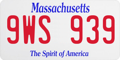 MA license plate 9WS939