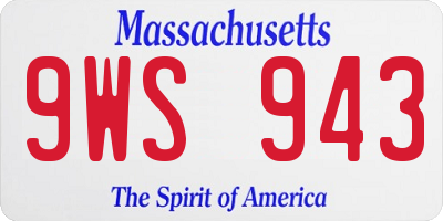 MA license plate 9WS943