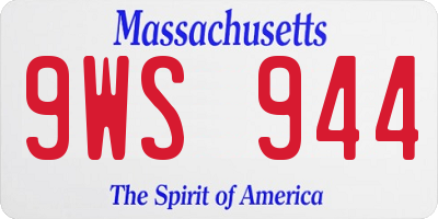 MA license plate 9WS944