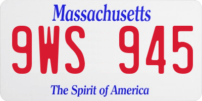MA license plate 9WS945