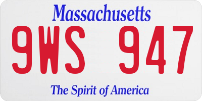 MA license plate 9WS947
