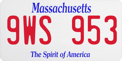 MA license plate 9WS953