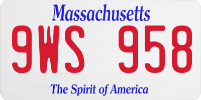 MA license plate 9WS958