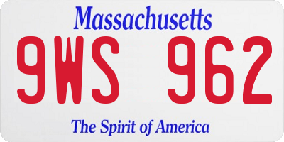 MA license plate 9WS962