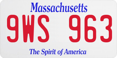 MA license plate 9WS963