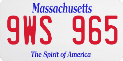 MA license plate 9WS965