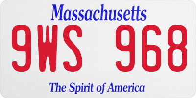 MA license plate 9WS968