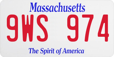 MA license plate 9WS974
