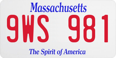 MA license plate 9WS981