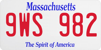 MA license plate 9WS982
