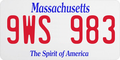 MA license plate 9WS983