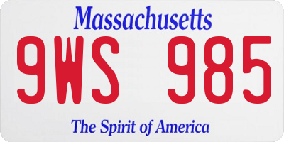 MA license plate 9WS985