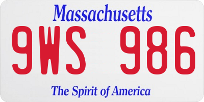 MA license plate 9WS986