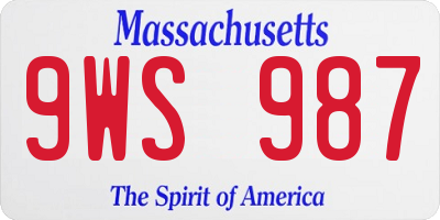 MA license plate 9WS987