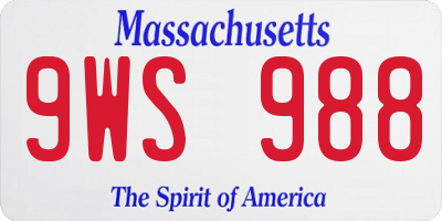 MA license plate 9WS988
