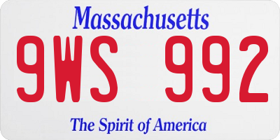 MA license plate 9WS992