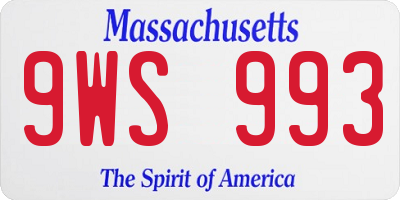 MA license plate 9WS993