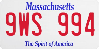 MA license plate 9WS994