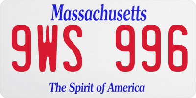 MA license plate 9WS996
