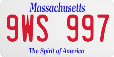 MA license plate 9WS997
