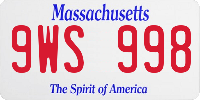 MA license plate 9WS998