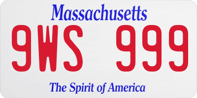 MA license plate 9WS999