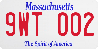 MA license plate 9WT002