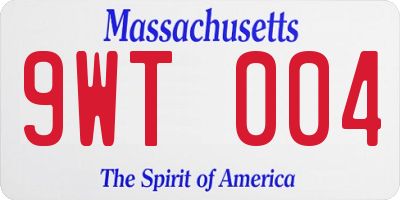 MA license plate 9WT004