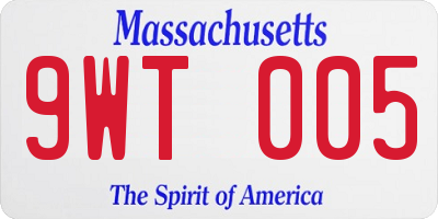 MA license plate 9WT005