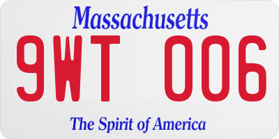 MA license plate 9WT006
