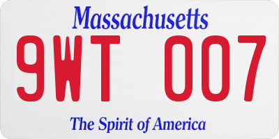 MA license plate 9WT007