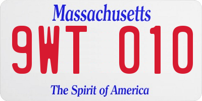 MA license plate 9WT010