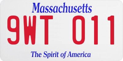 MA license plate 9WT011