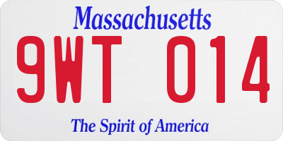 MA license plate 9WT014