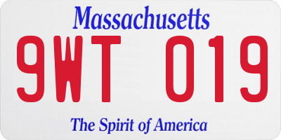 MA license plate 9WT019
