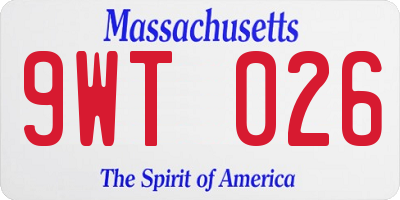 MA license plate 9WT026