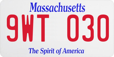 MA license plate 9WT030