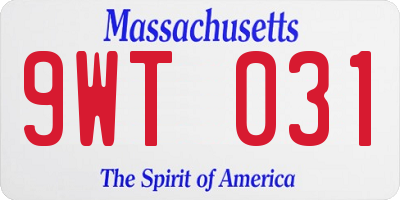 MA license plate 9WT031