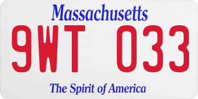 MA license plate 9WT033