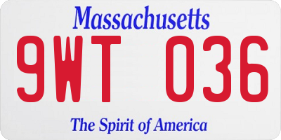 MA license plate 9WT036