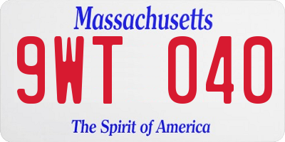 MA license plate 9WT040