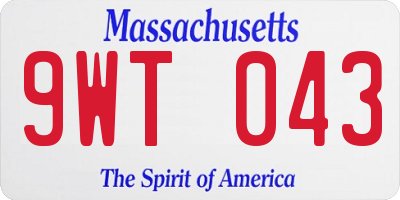 MA license plate 9WT043
